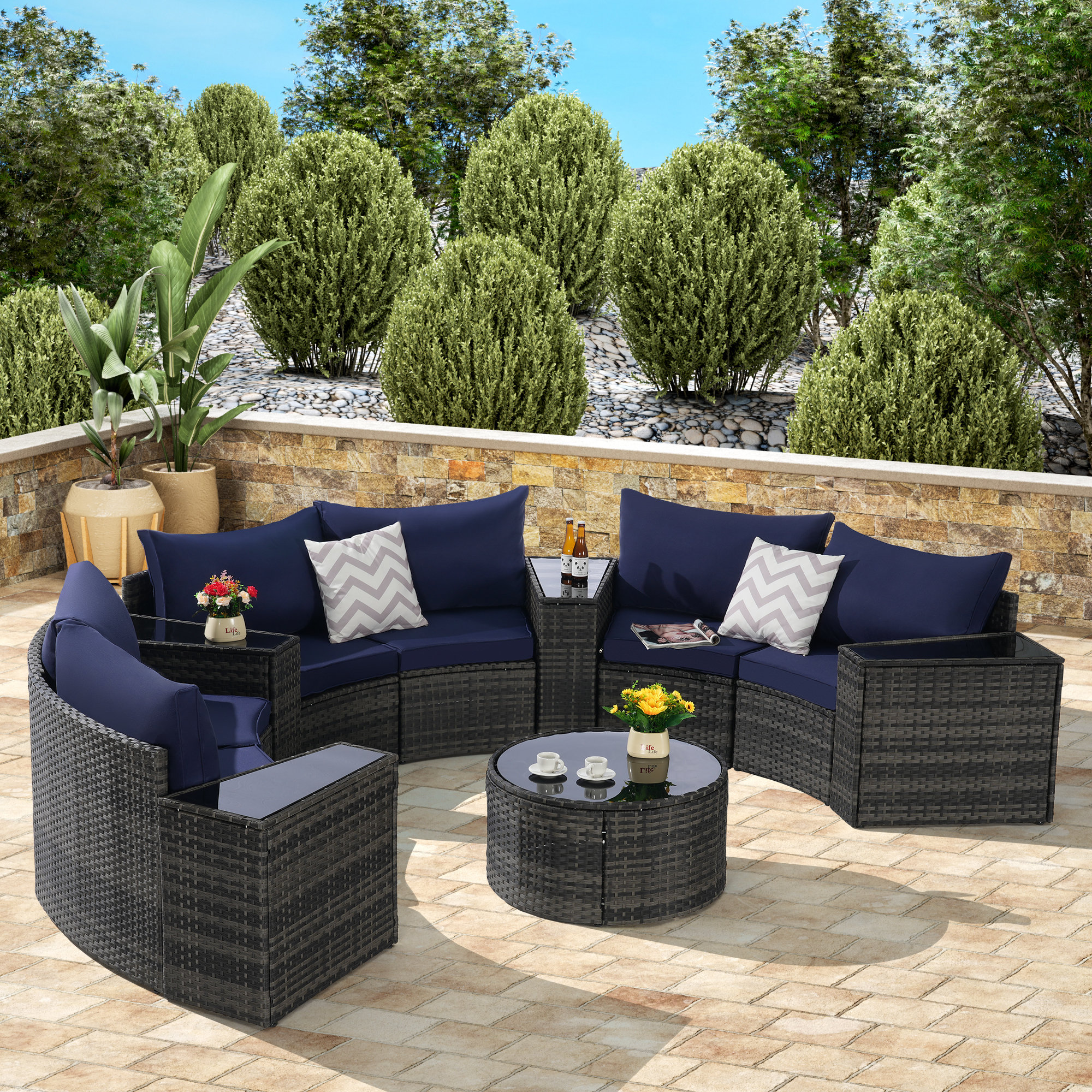 Half Moon Beach Outdoor Side Chair with Cushion (Set of 2) main image 1