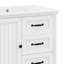 Meuble-lavabo de 30 po avec lavabo en céramique, armoire de salle de bain avec porte et trois tiroirs, patins réglables-208691466