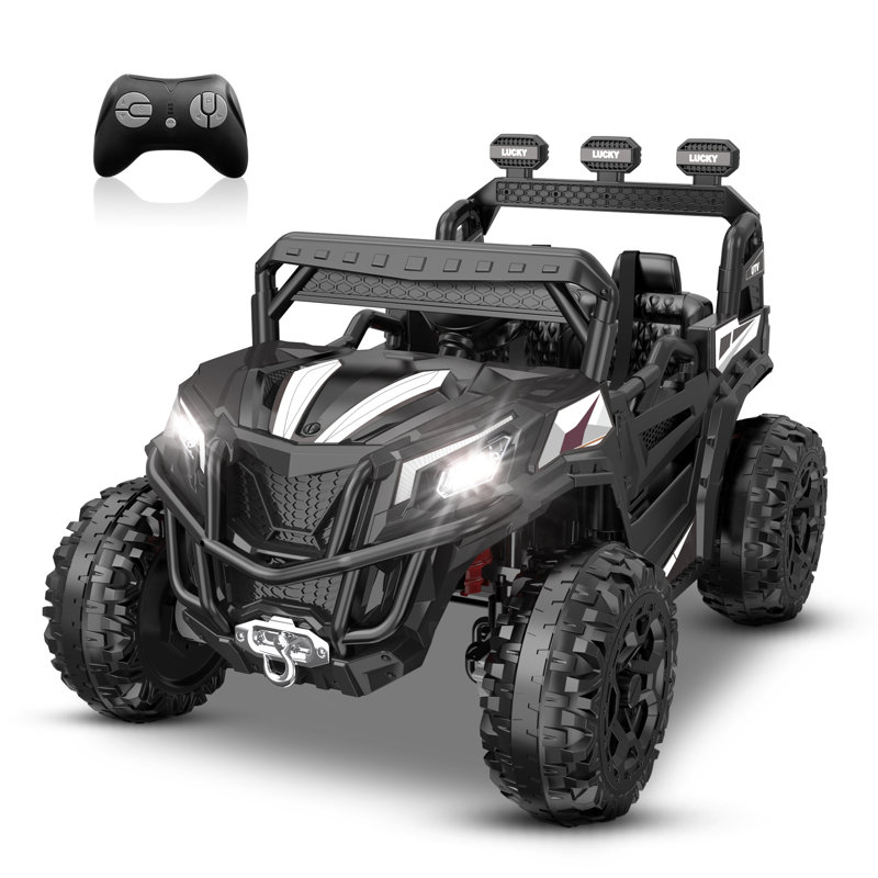 Jouets DEARAUTO 24V pour enfants et garçons avec télécommande, harnais 4 points / 4 roues motrices, harnais 4 points, siège de 19 po spacieux, 4 amortisseurs, vitesse maximale de 4,5 MPH, Bluetooth, pour enfants