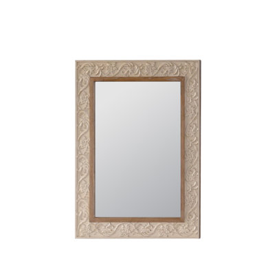 Vintage Carved Pattern Rectangular Wall Mirror, Ornate Frame for Living Room/Bedroom Retro Decor