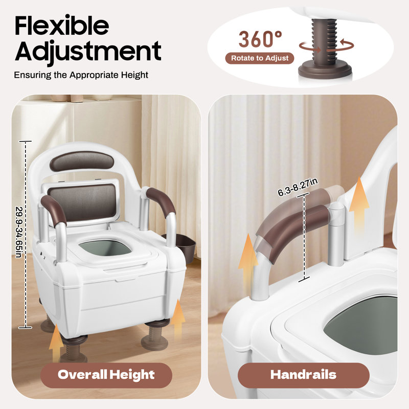 Commode Toilet Potty Chair For Adult With Adjustable Height