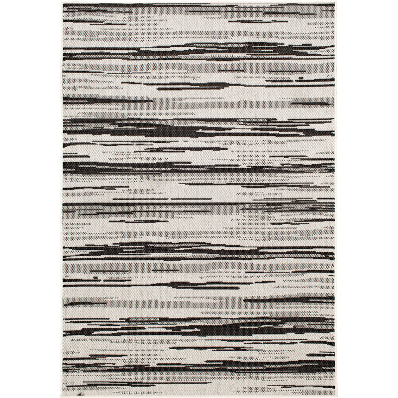 Tapis intérieur / extérieur gris / noir Dilley, Rectangle 5 pi x 7 pi 3 po