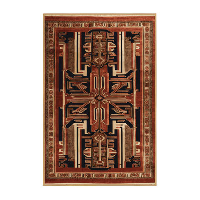 Machine Washable Art Deco Brown Area Rug