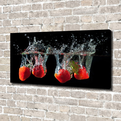 Strawberries Under Water - Wrapped Canvas Print