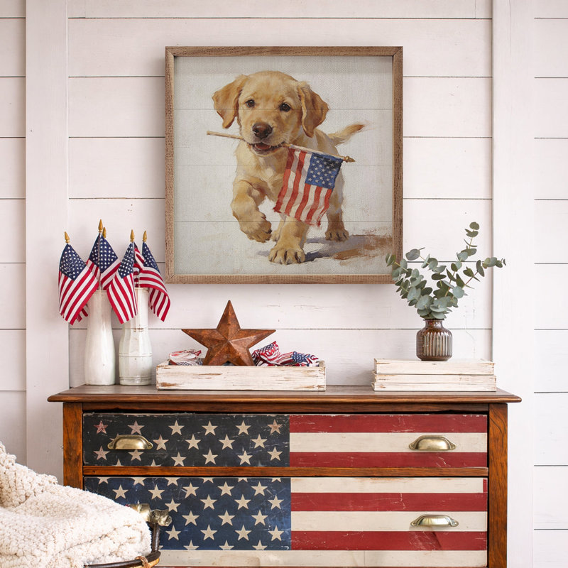 Patriotic Pets Yellow Lab, 8" H x 8" W
