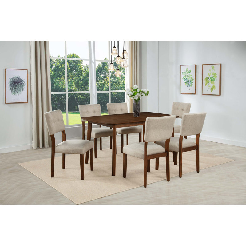 Chaise rembourrée Mid-Century, 7 pièces : table, 6 chaises