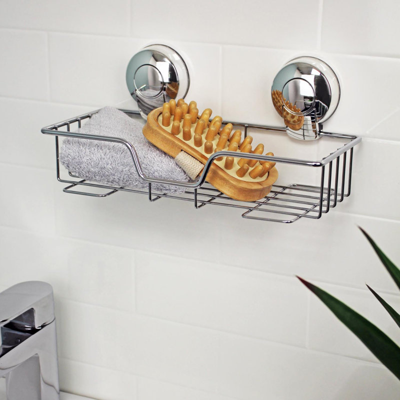 Abhinav Suction Shower Basket, Chrome