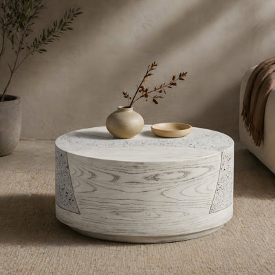Table basse 28 po ronde / intérieure en pierre de travertin