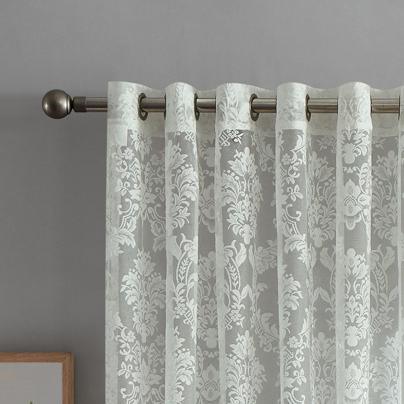 Lisa Semi Sheer Curtain Pair, Ivory, 38" W x 108" L