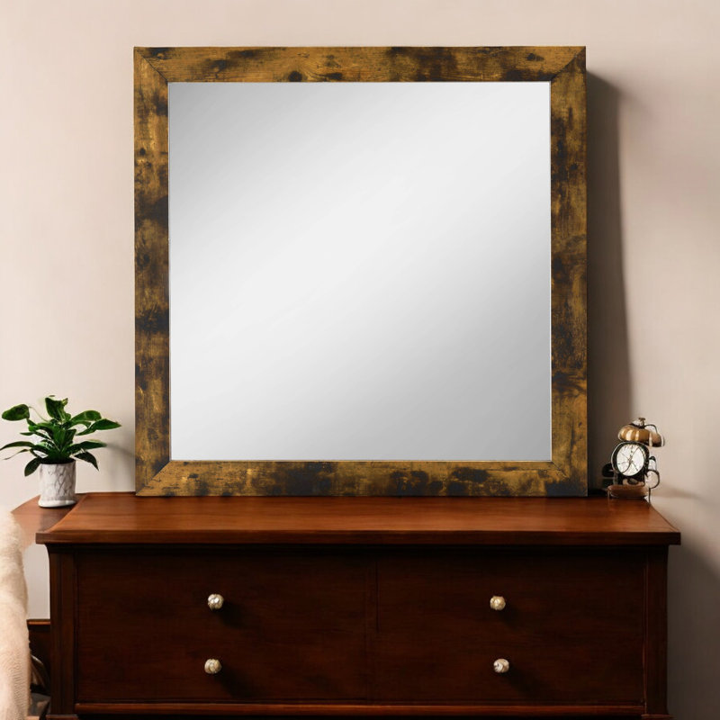 Miroir industriel industriel en chêne rustique, Rectangulaire, Marron foncé, 36 po x 48 po