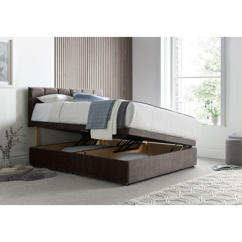 Cube Naple Divan Side Lift with 24" Headboard on Struts, Slate Grey, Double (4'6)
