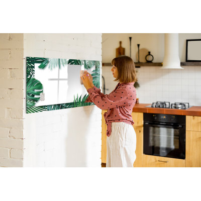 Magnetic Memo Board Whiteboard - 120 x 60 cm - With Marker and Magnets - Tropical leaves