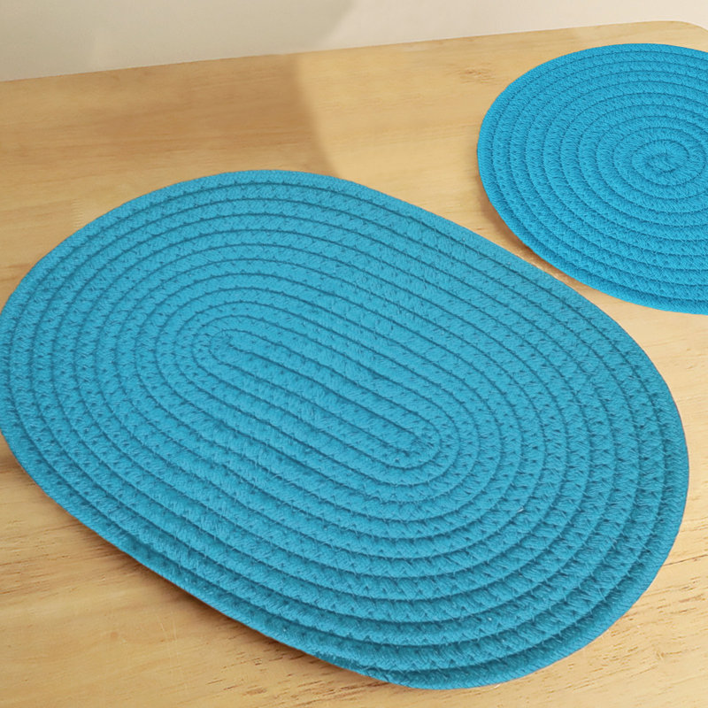Polyester Round 3 Piece Trivet Set, Blue