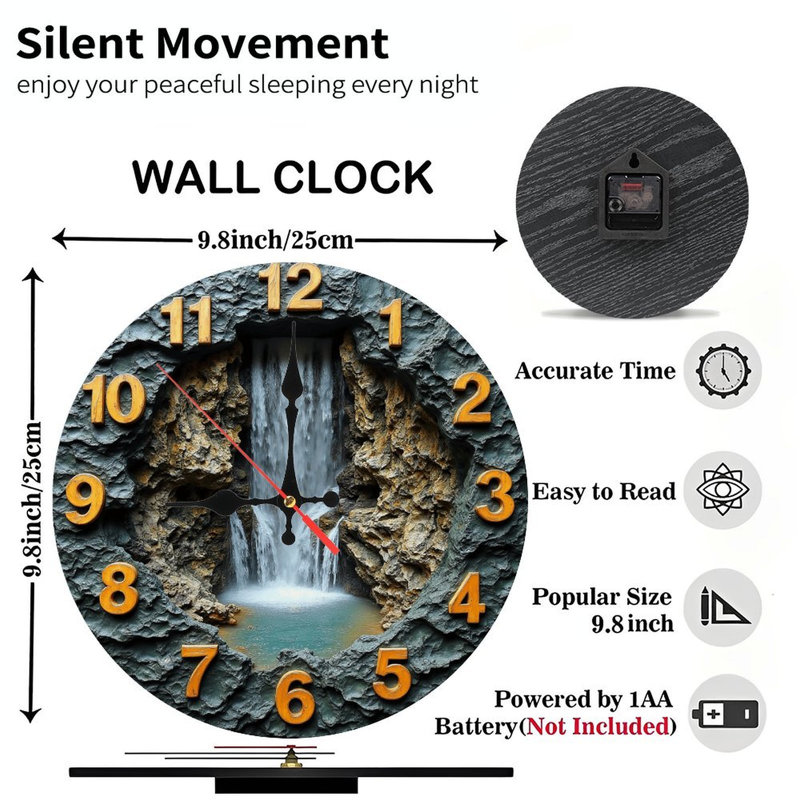 Décoration murale horloge cascade nature
