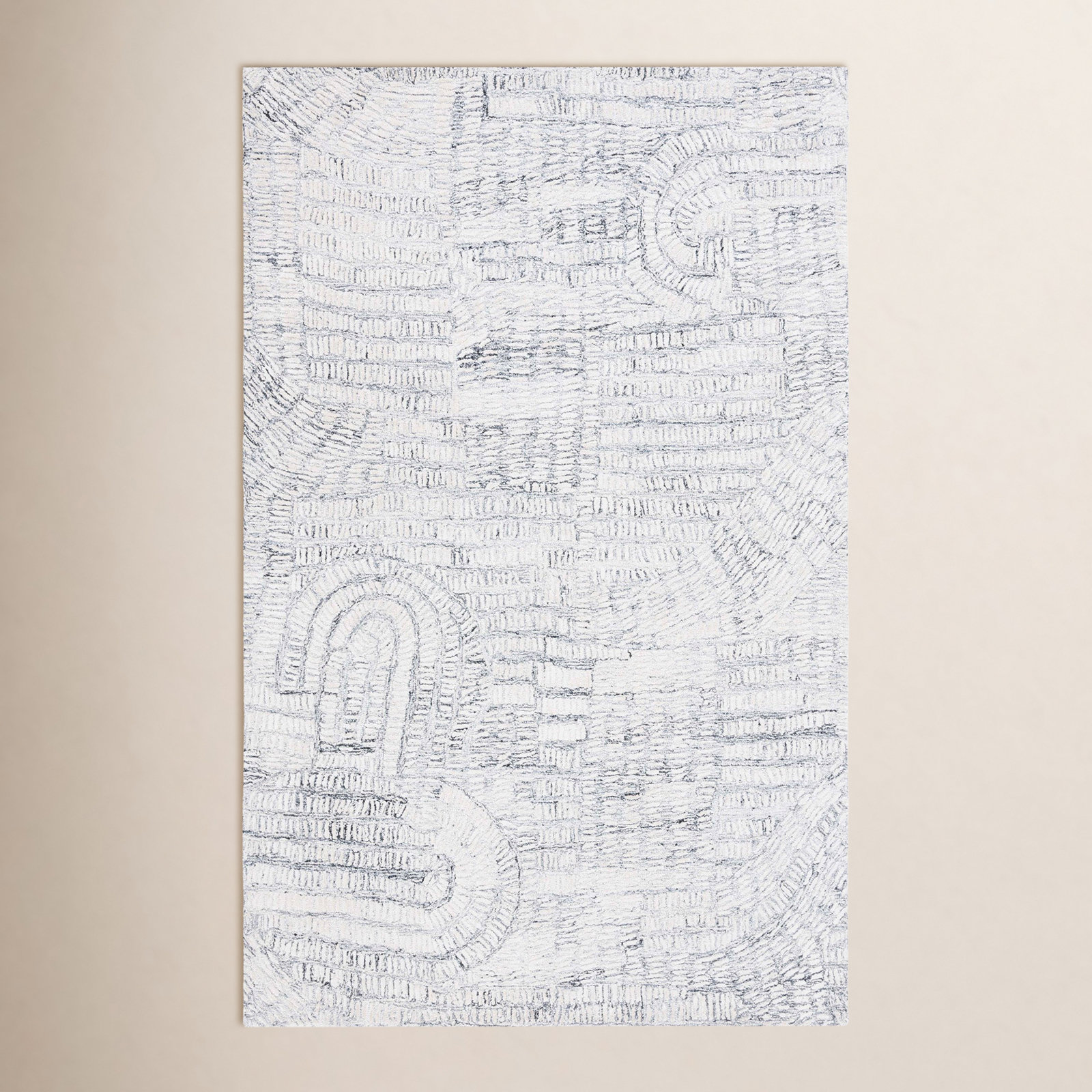 Audrina Gray Ivory Hand-Tufted Abstract Rug, Rectangle 8' x 10'