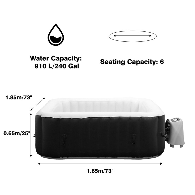 Signzworld Inflatable Hot Tub, Black