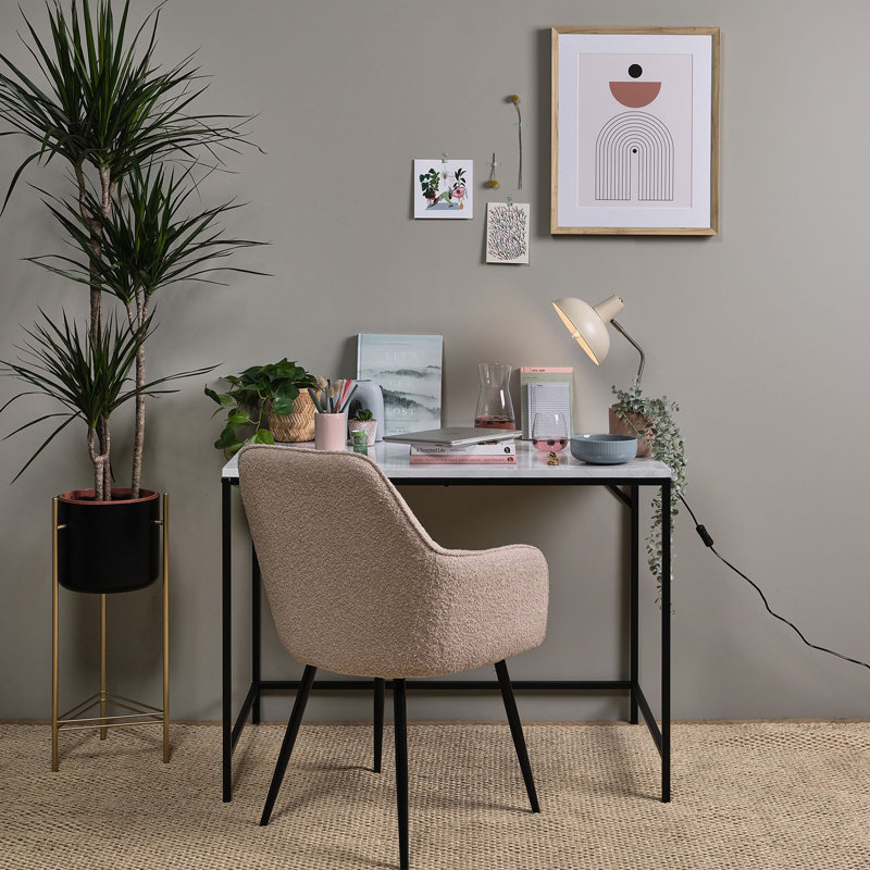 Kalyssa Metal Base Writing Desk, Black, White