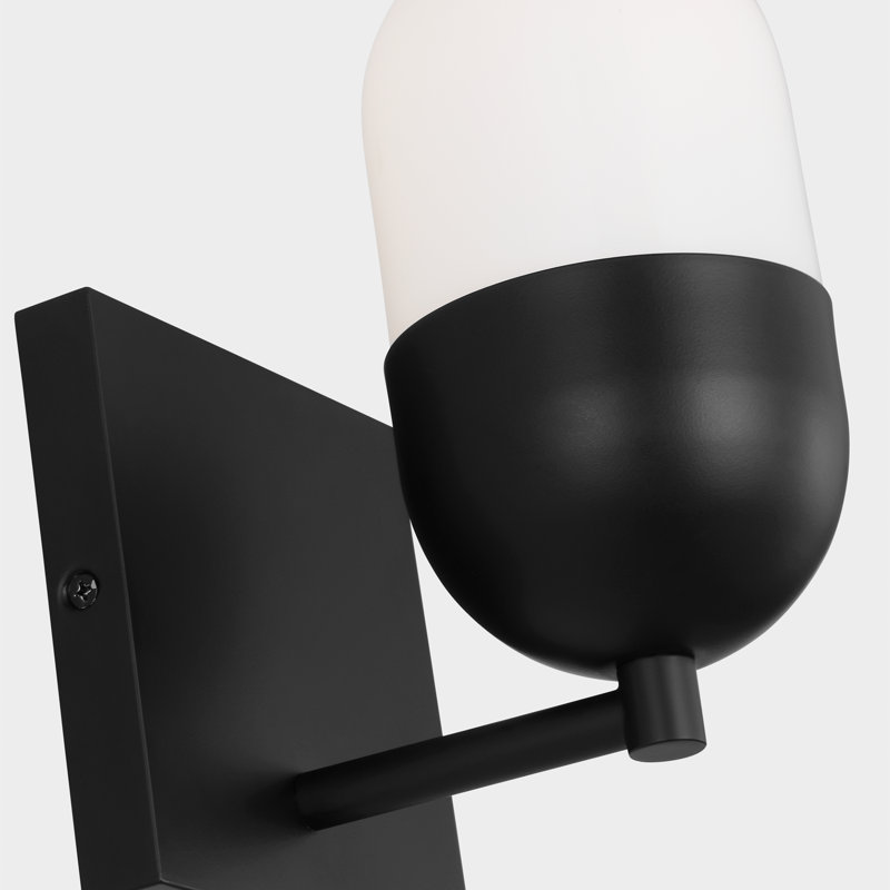 Midnight Black Milk Glass Wall Sconce Light