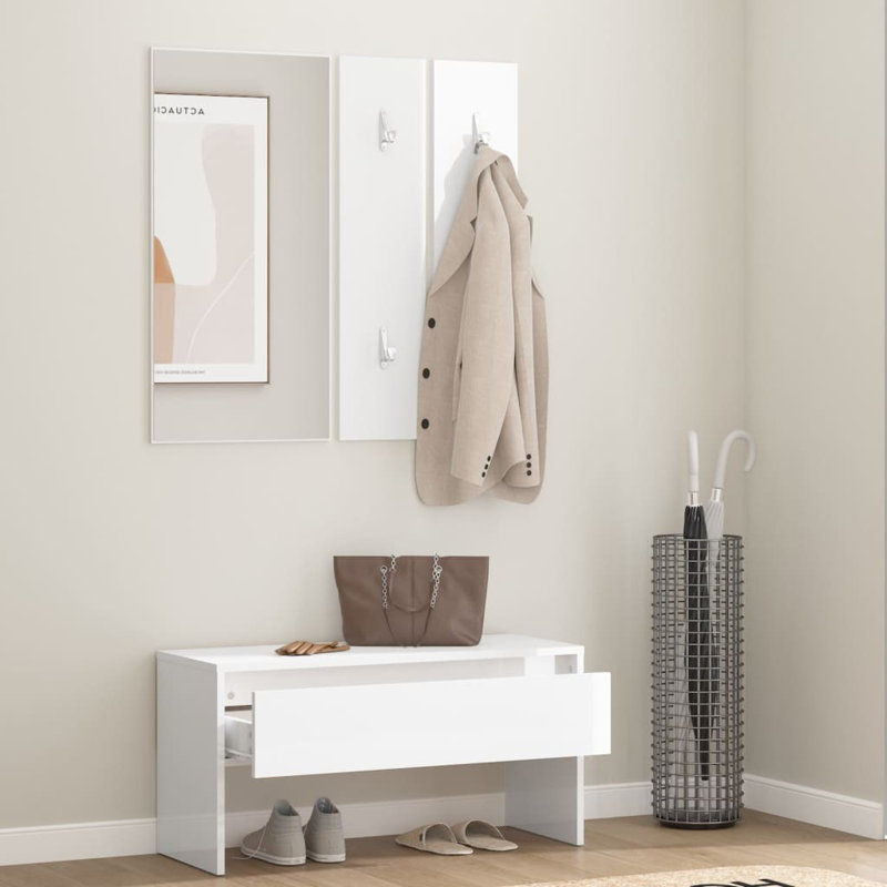 Ivens vidaXL Hallway Furniture Set Engineered Wood, White