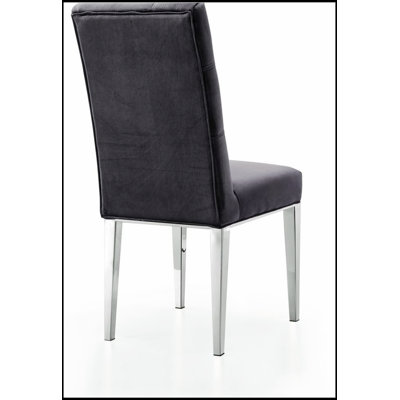 Ensemble de 2 chaises de salle à manger rembourrées Modern Velvet, pieds chromés, dossier capitonné pour un confort élégant