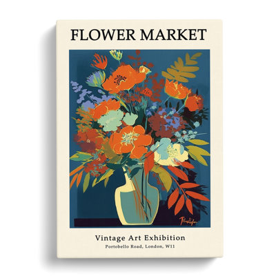 Vintage Flower Market Exhibition No.7 - Wrapped Canvas