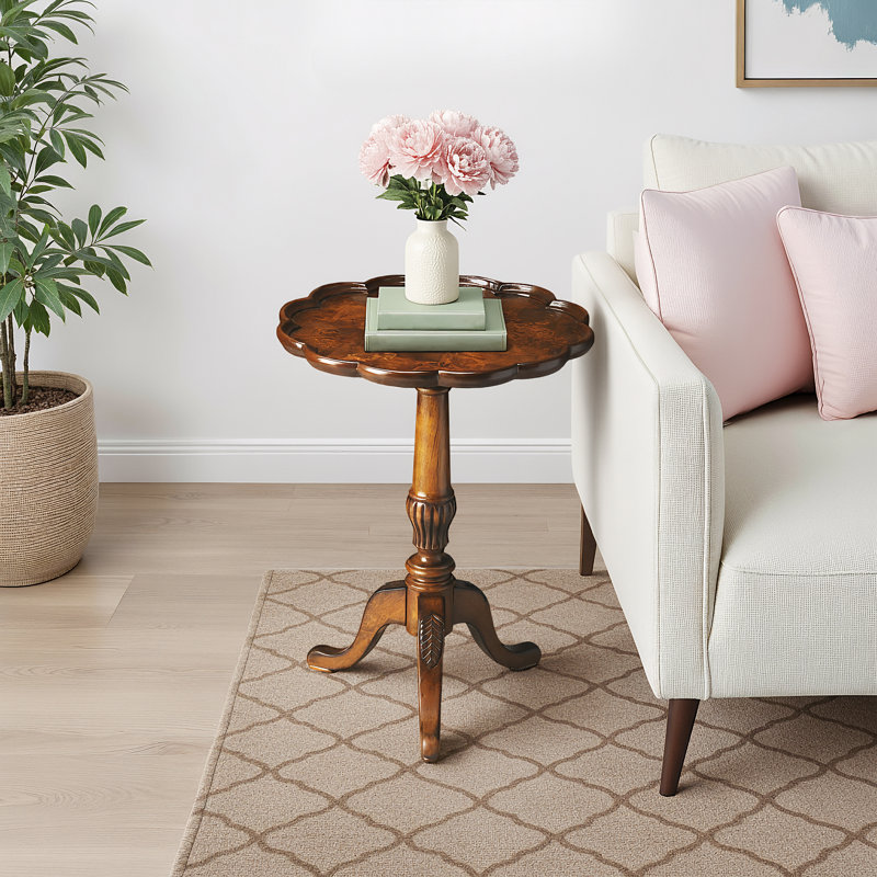 Ariad Pedestal End Table, Olive Ash Burl