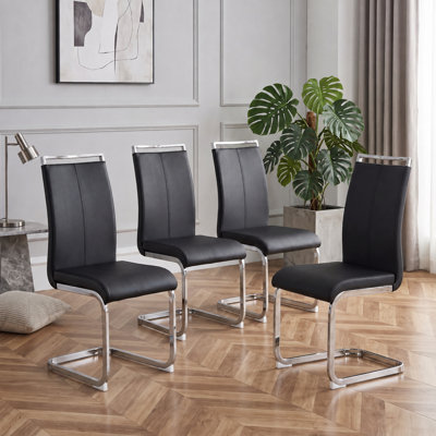 Chaises de salle à manger en faux cuir Modern (ensemble de 4)