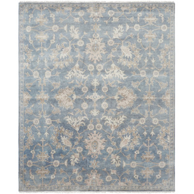 Faucett Wool Oriental Area Rug in Blue