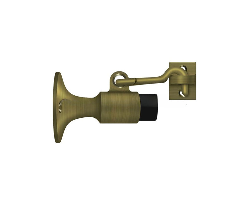Deltana SAHW325U5 Wall Mount Bumper with Holder; Antique Brass Finish, Antique Brass