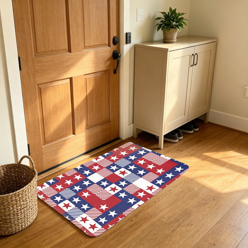 Tapis d'entrée Patriotic Star Stripe Checkerboard