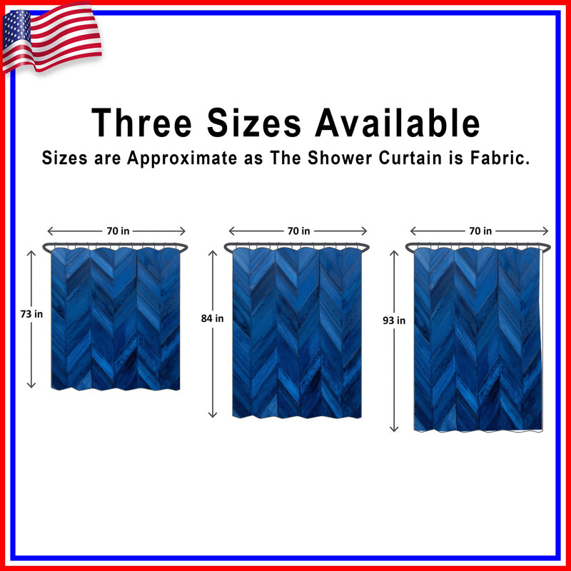 Rideaux de douche à motif de chevrons bleus extra longs, 70 po l x 72 po H
