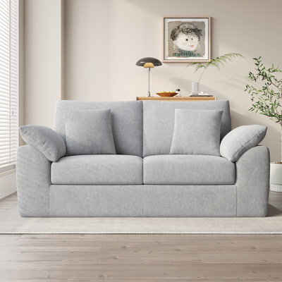 75.6" Upholstered Tufted Arm Loveseat Sofa with Pillows and Memory Foam Cushions