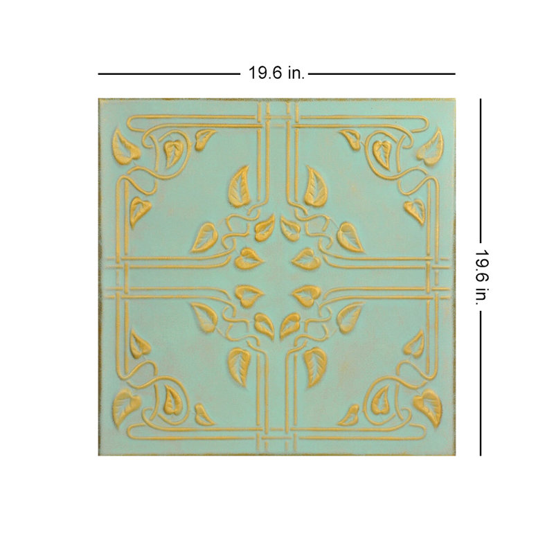 Tuile de plafond en polystyrène collé 1,6 pi x 1,6 pi Ivy Leaves, Mousse dorée