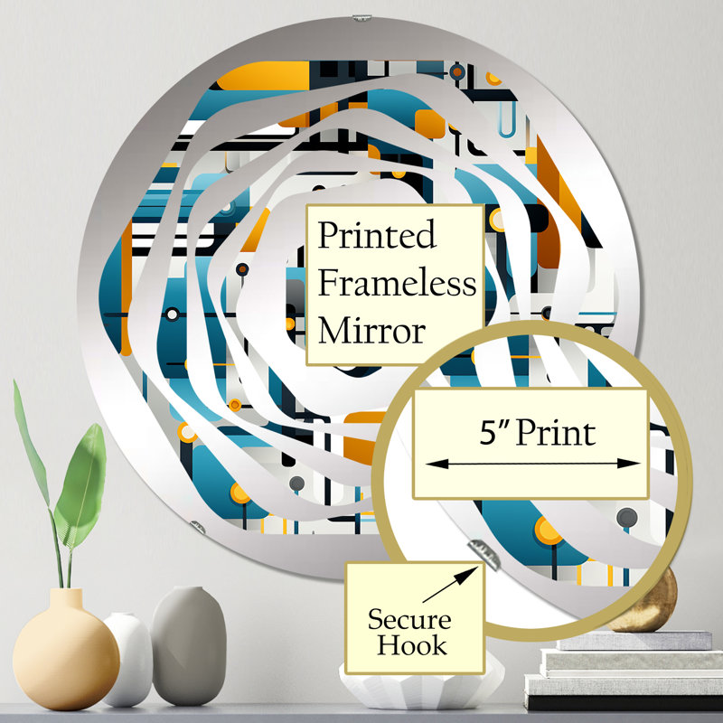 Miroir décoratif bleu Amorphe, 23,6 po x 23,6 po