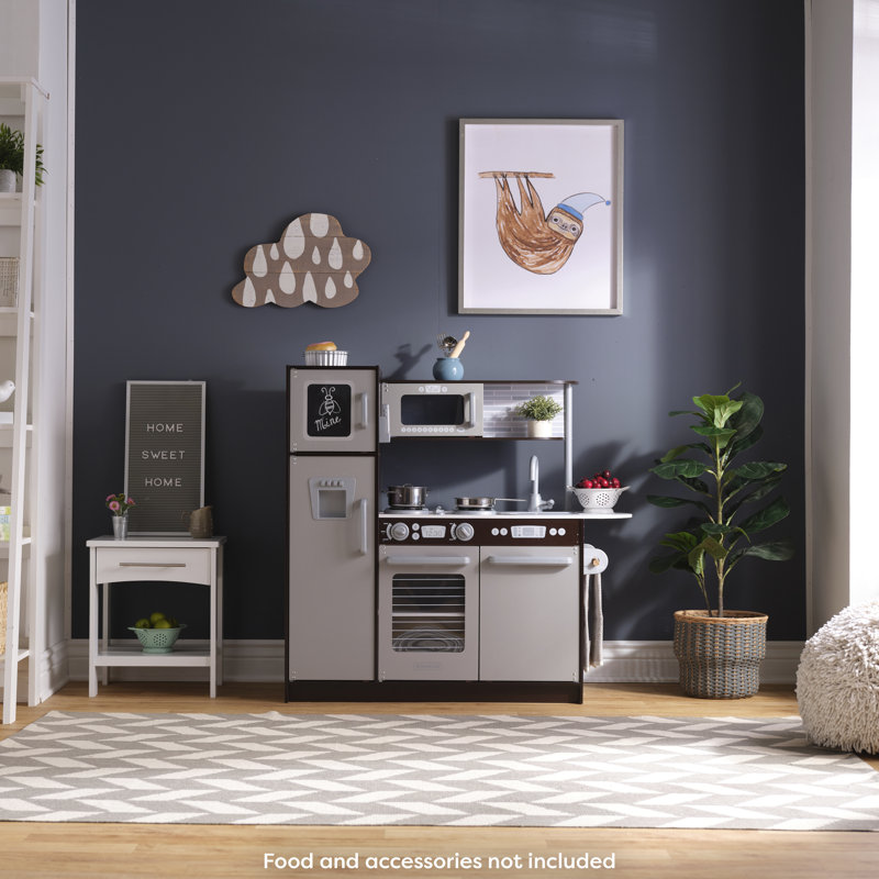 Uptown Wooden Play Kitchen with Play Phone & Chalkboard, Espresso
