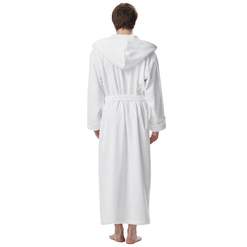 Peignoir à capuche mâle 100% coton avec capuche Bulloch, H 59 po x l 29,5 po, blanc