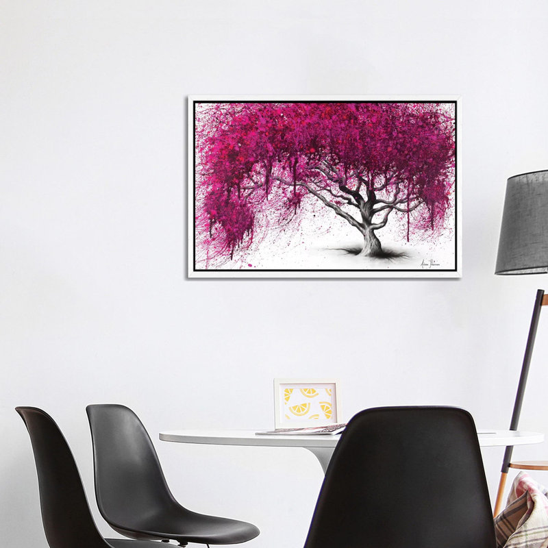 Pink Plum Park by Ashvin Harrison - Print on Canvas, 66.04 cm H x 45.72 cm W, White Framed