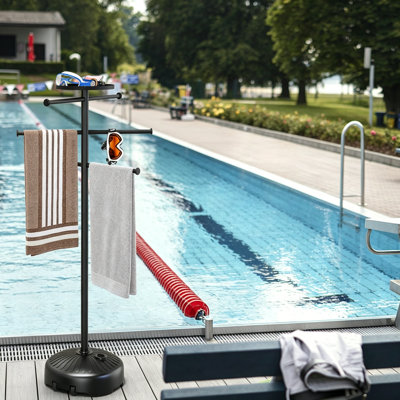 Pool Towel Rack with Wheels for Indoor Outdoor Use