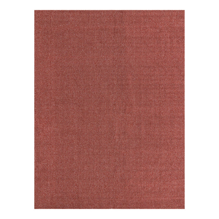 Everyday Solid Machine Woven / Power Loomed Performance Rust Red Rug