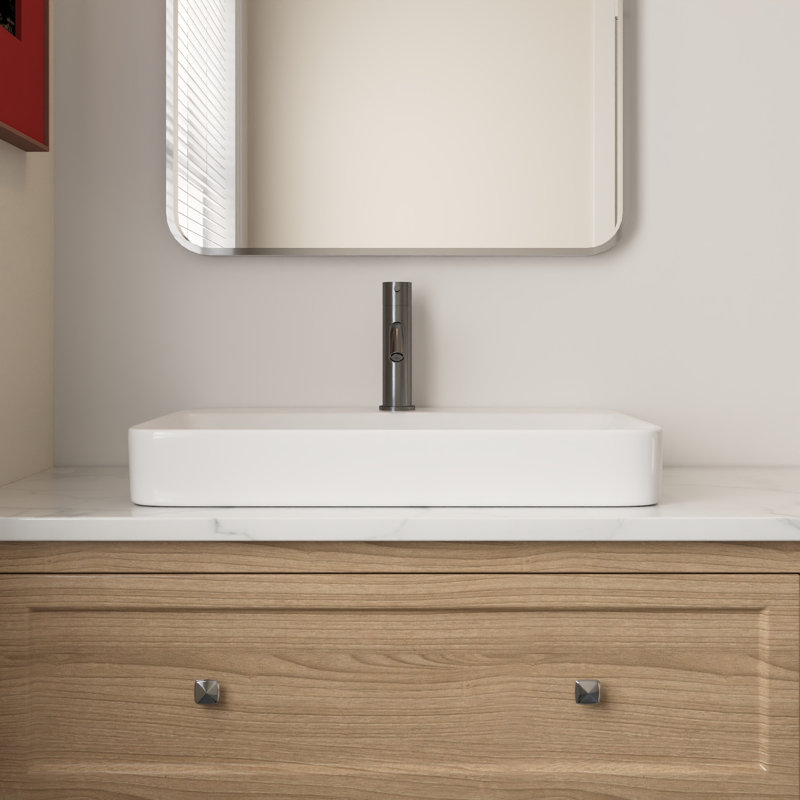 DeerValley 23.82" L x 18.9" W x 6.69" H White Rectangular Vitreous China Drop-in Bathroom Sink with Overflow
