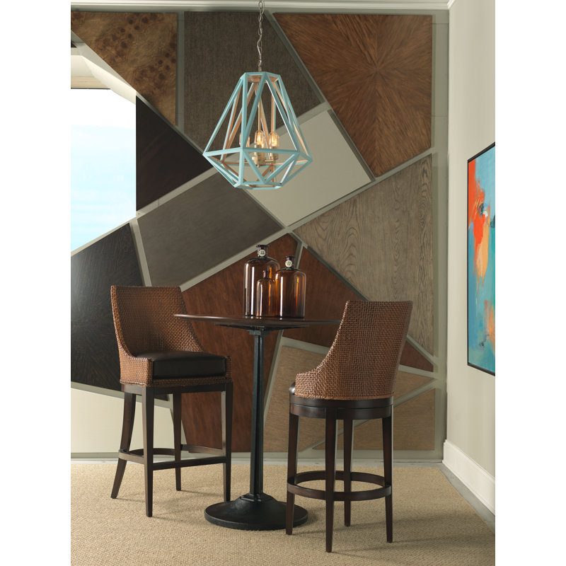 Woven Leather Swivel Upholstered Stool, Bar Stool (30.5" Seat Height)