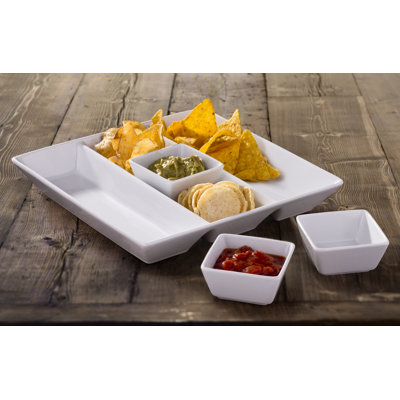 4pc chip and dip tray set