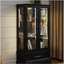 Lighted Glass Curio Display Cabinet with Adjustable Shelves - 2 Doors, 1 Drawer, LED Lights, Elegant Light Oak Finish-1682156644