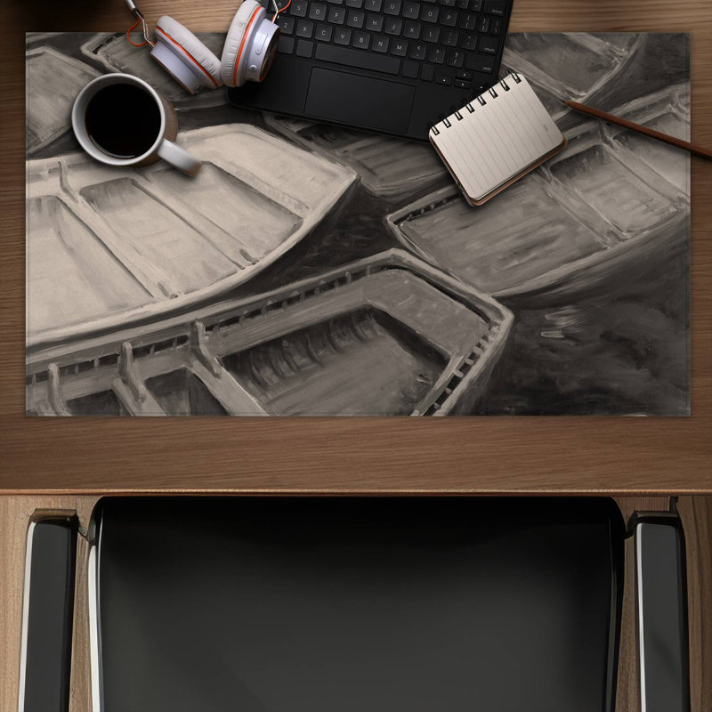 Small canoes sepia style - 14.00"x24.25" Desk mat