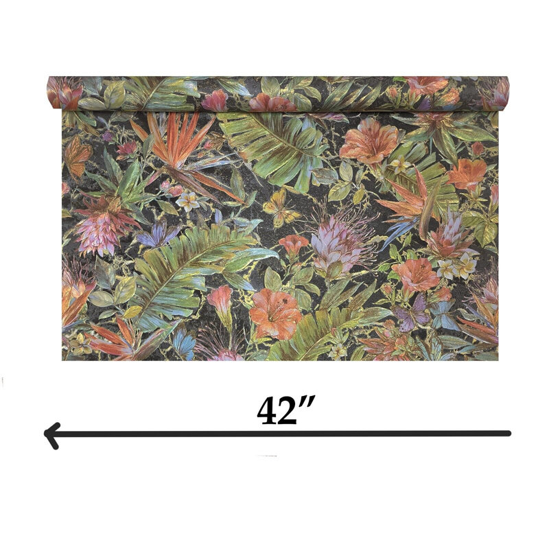 Papier peint métallique avec plantes tropicales Armany