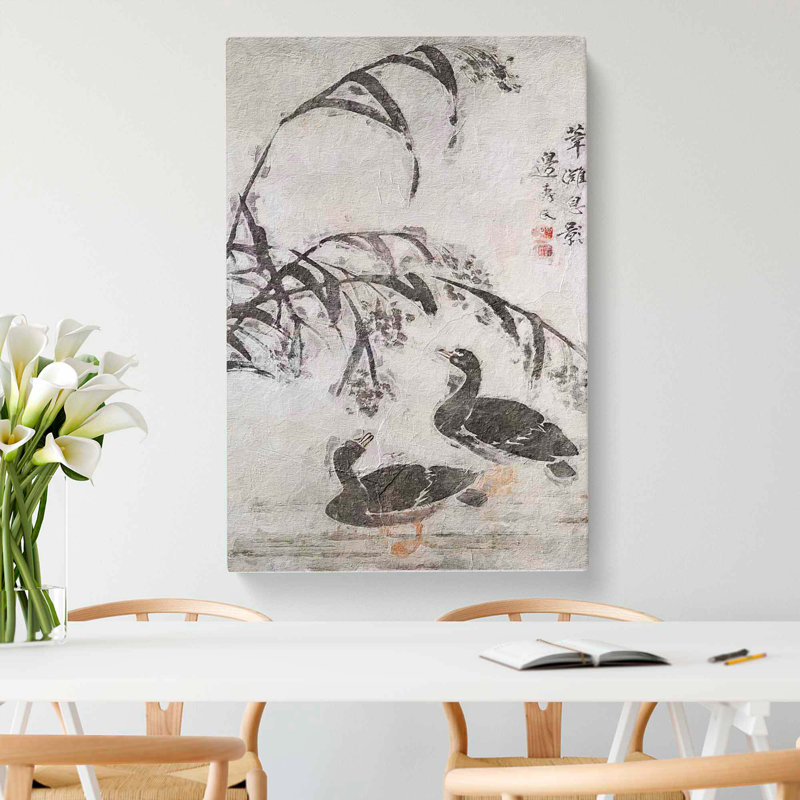 Two Wild Geese by Bian Shoumin - Wrapped Canvas, 50cm H x 35cm W x 3cm D