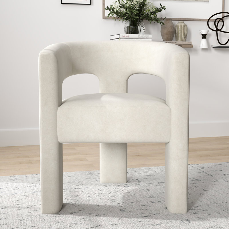 Fauteuil large en velours 24,6 po Jauier, Velours beige
