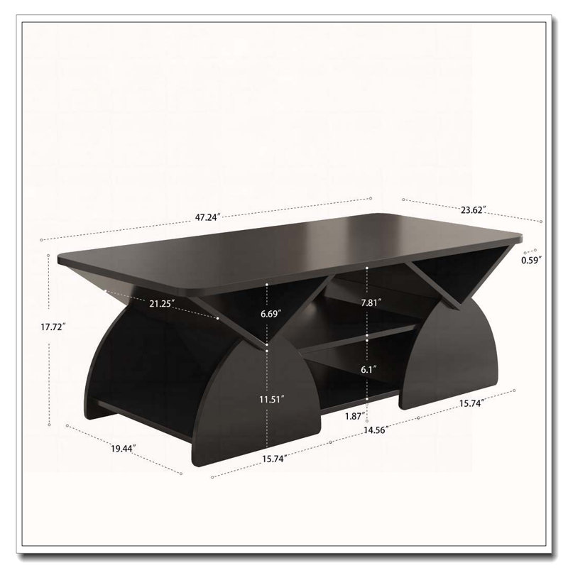 Table basse rectangulaire pour le salon, Noir