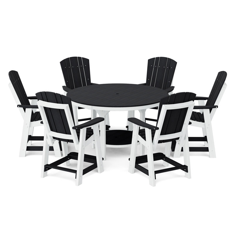 Heritage 7-Piece 60" Pub Counter Set, Black/White