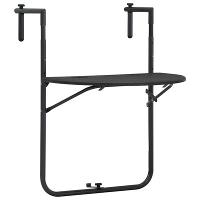 Hanging Balcony Table Folding Outdoor Patio Table Rattan Look Plastic
